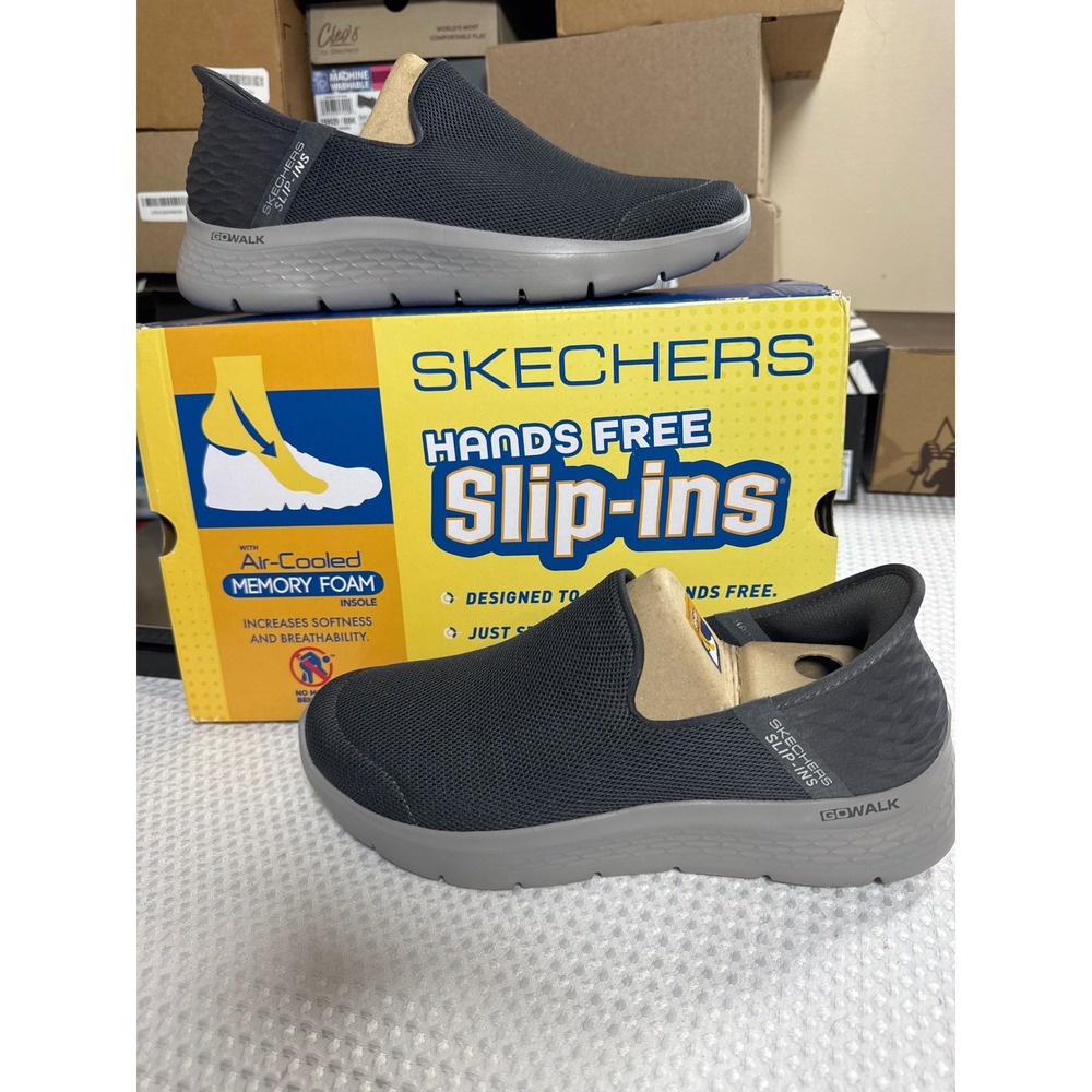 Skechers Walking Shoes Mens 9 GO WALK Flex No Hands Dark Gray Walking 216491 NIB